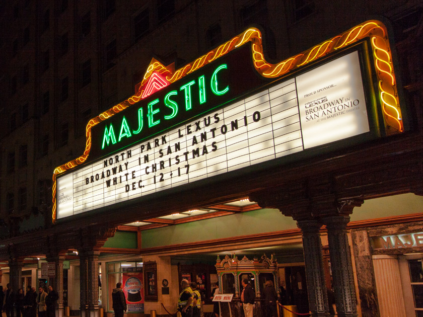 Outside marquee view of the Majestic Theatre in San Antonio